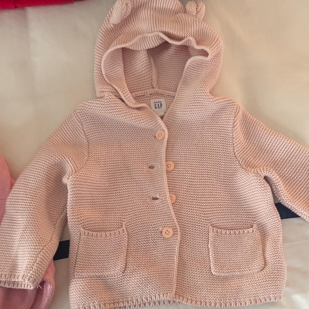 GAP Light Pink Hooded Knit Cardigan